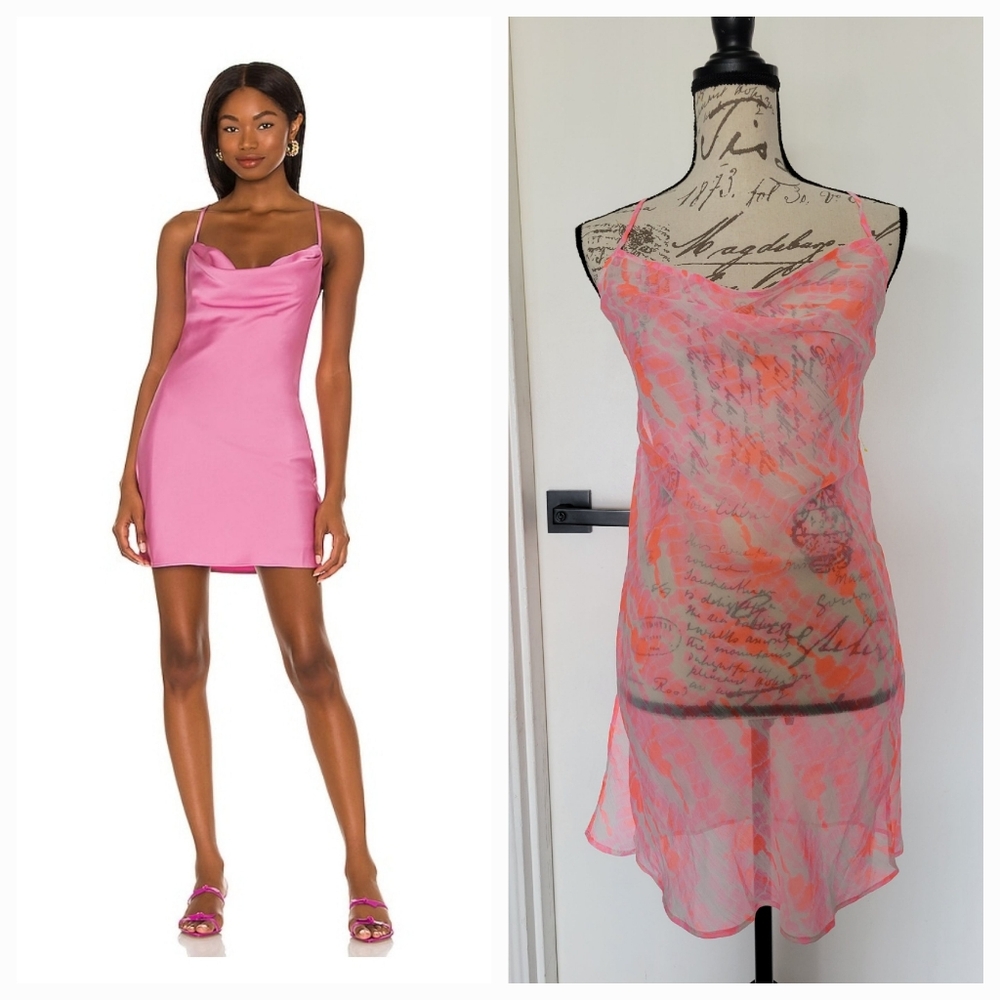 NWOT Lovers + Friends Revolve Boa Mini Dress Cowl Neck‎ Size M